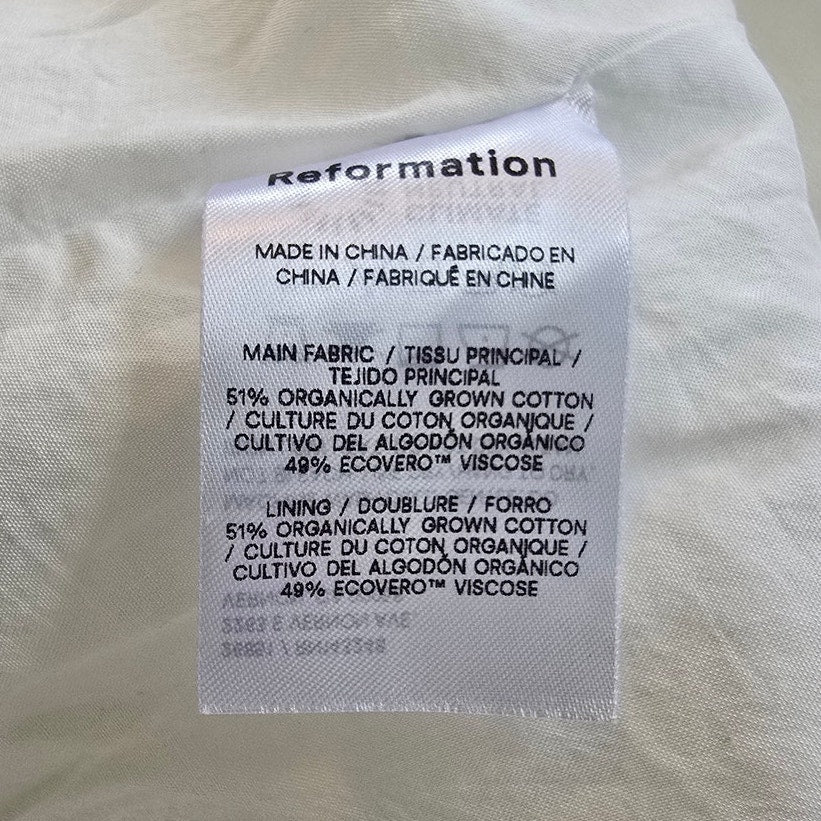 White Organic Cotton Midi Dress Side Slit Tie Strap Size 6