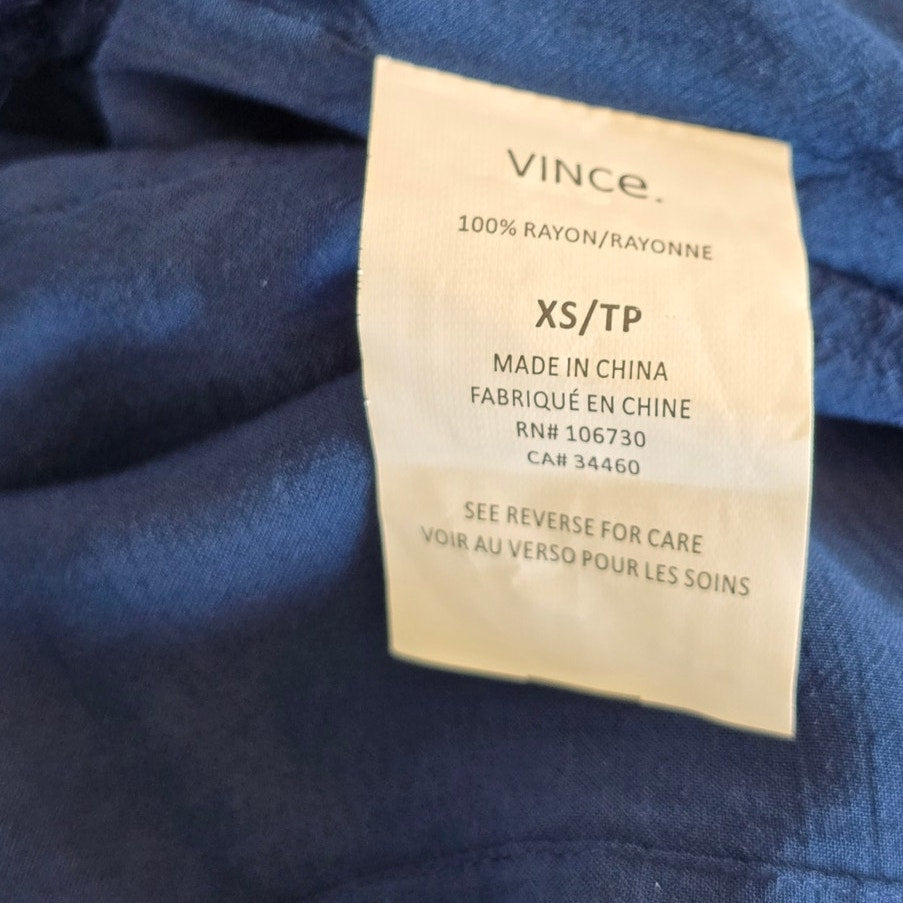 Navy Blue Henley Dress Long Sleeve Drawstring Waist Mini Size XS