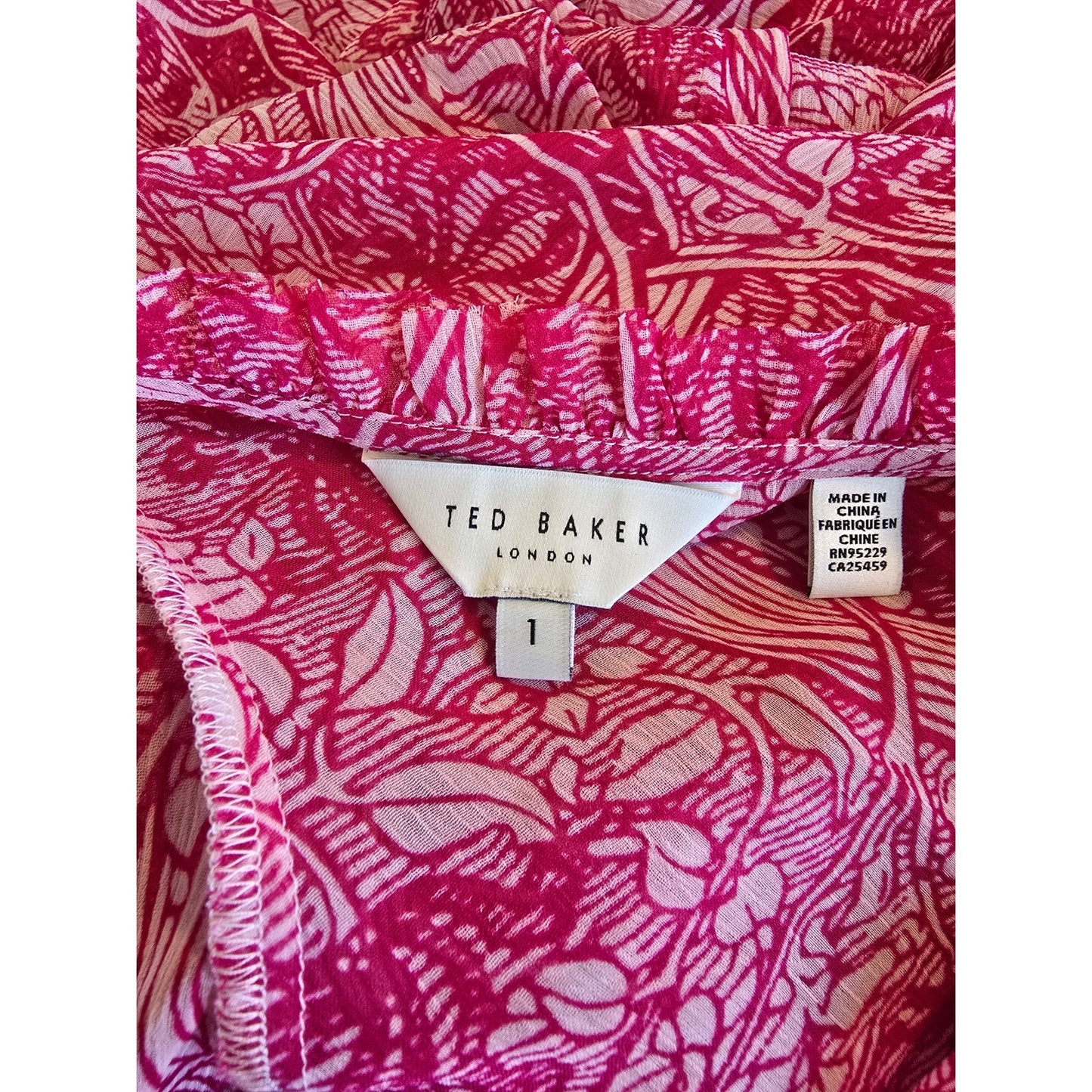 Pink Swirl Ruffle Midi Shirtdress Size 1 Small
