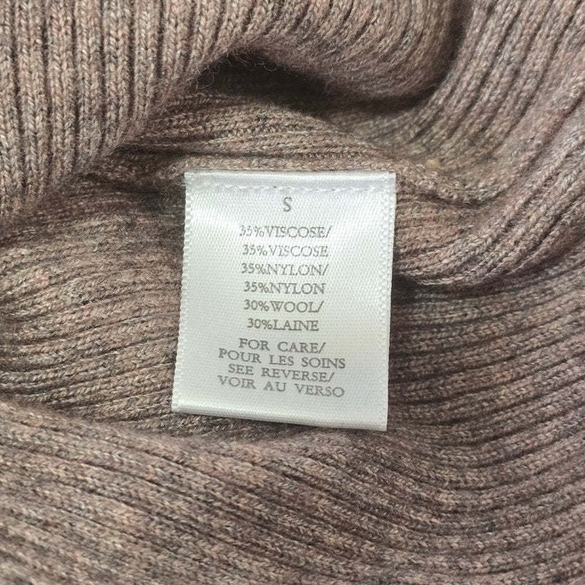 Brown Beige Rib Knit Sweater Dress Size S