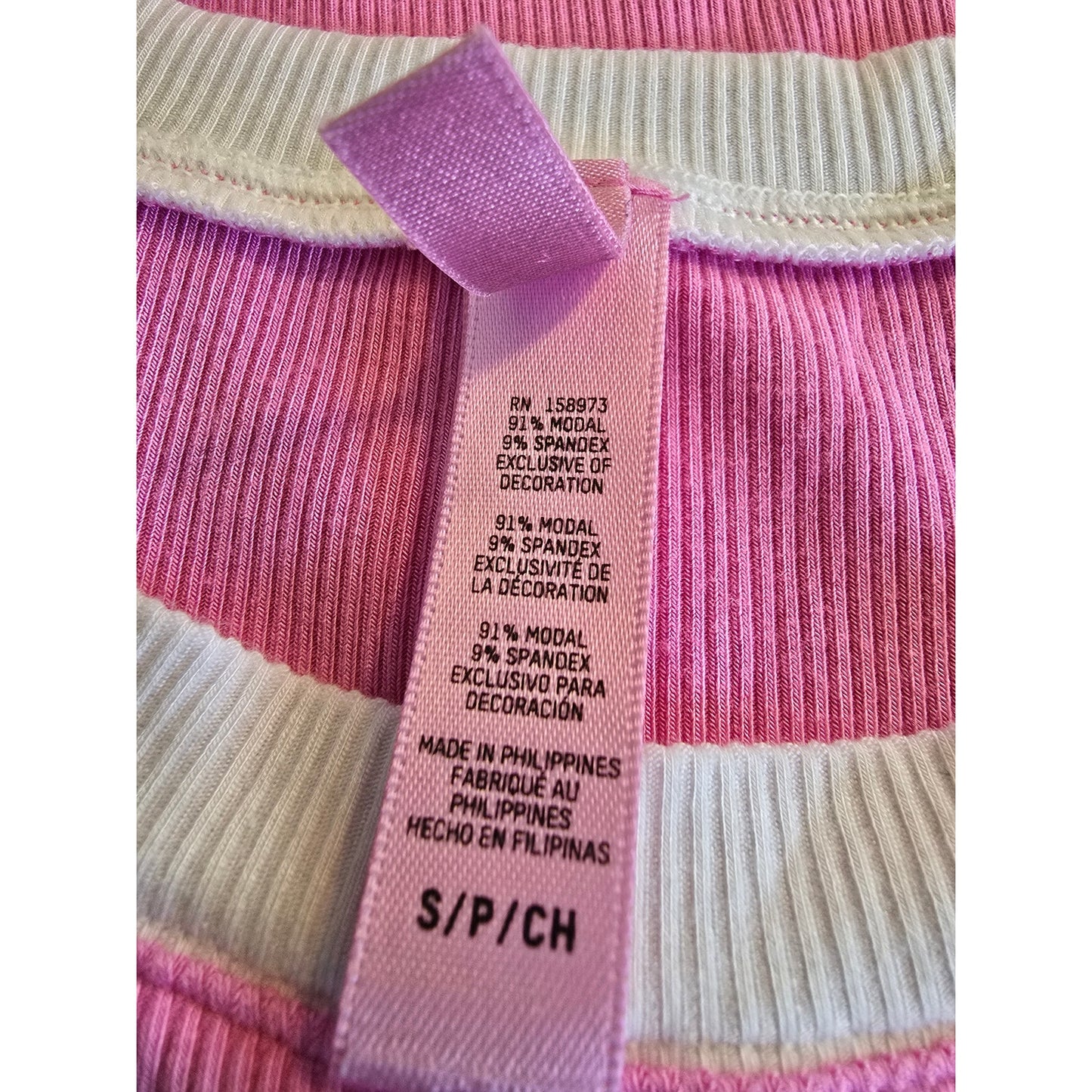 Pink White Soft Lounge Ringer T-Shirt Maxi Dress Size L