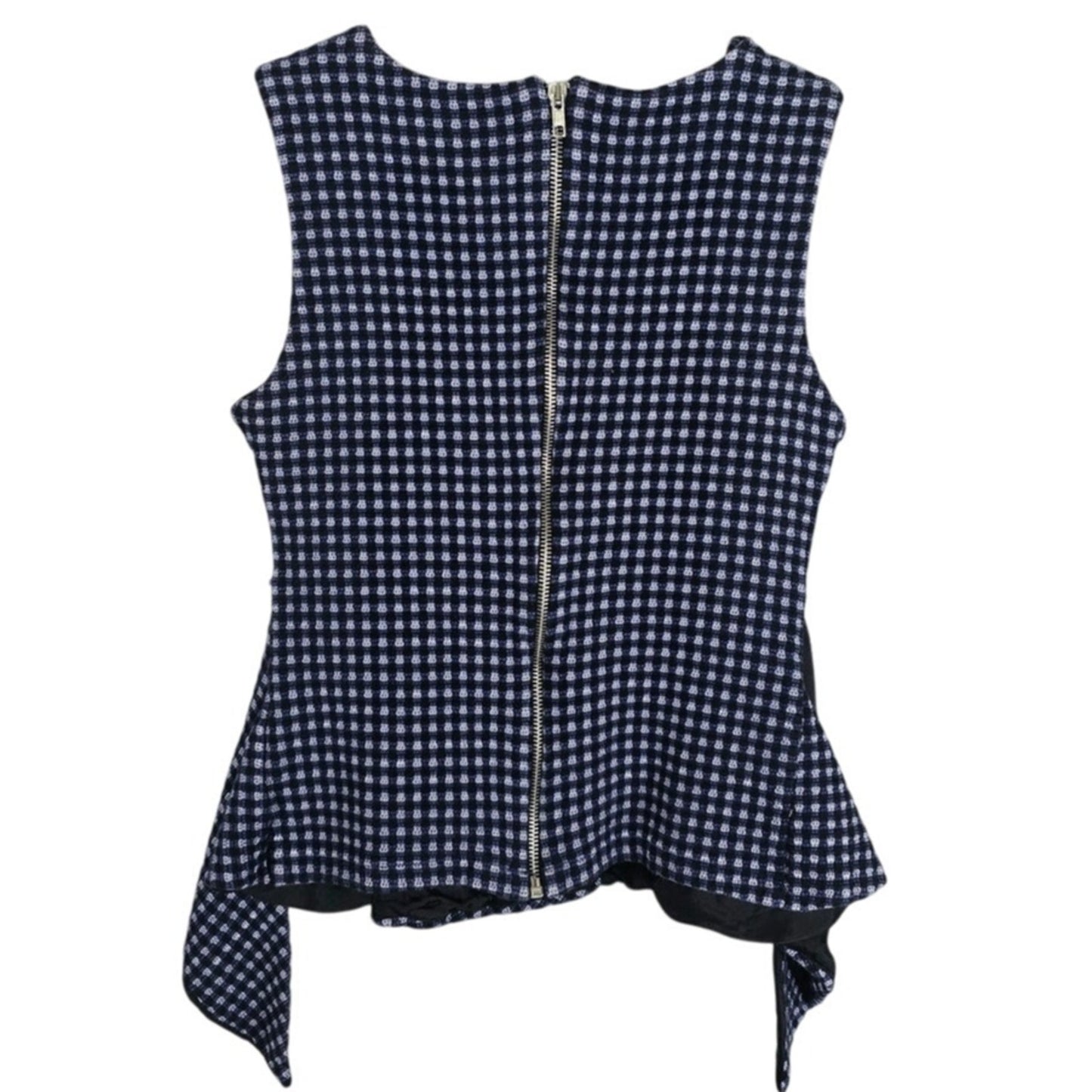 Blue Tweed Herringbone Peplum Top Size 38