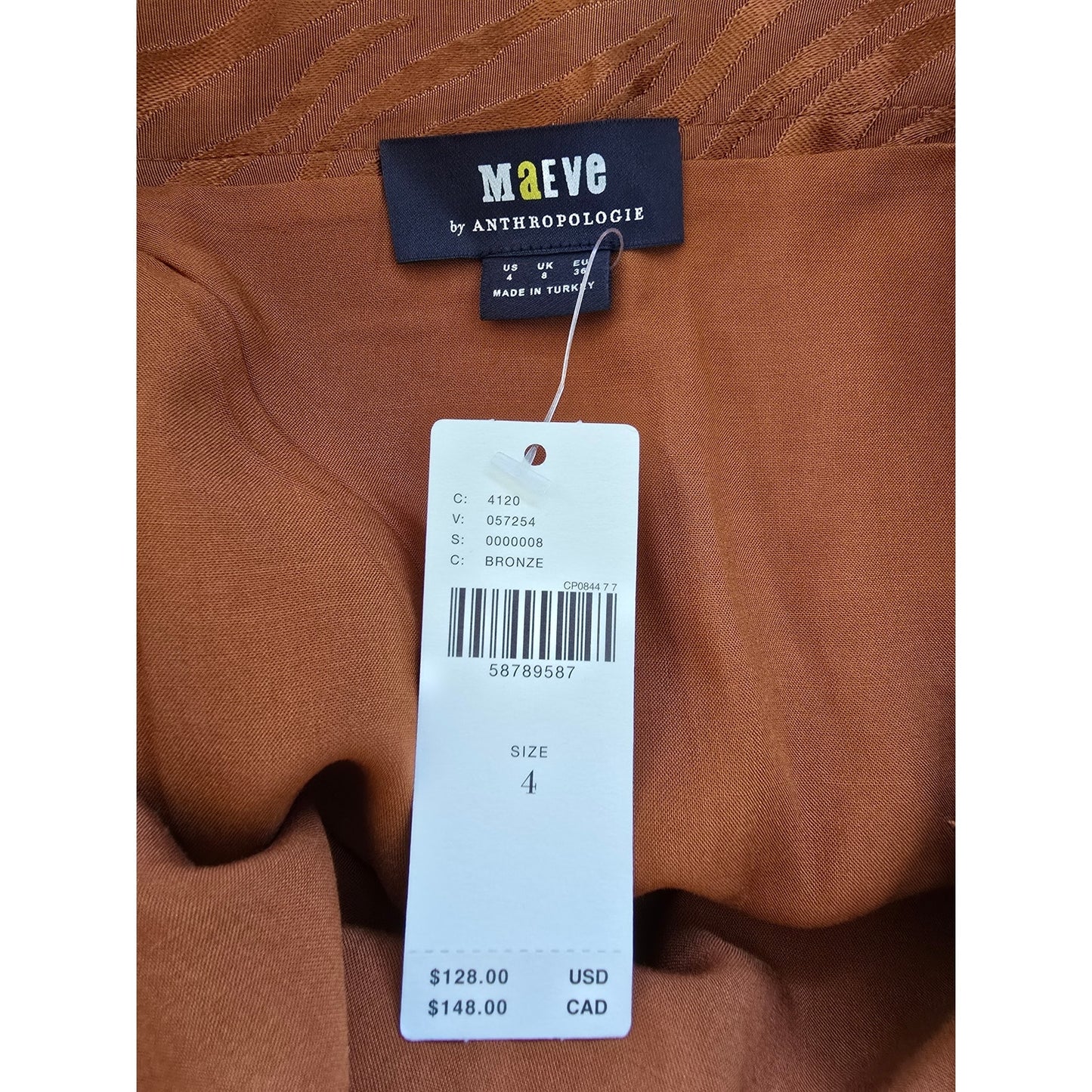 Bronze Copper Animal Print Wrap Midi Skirt Size 4 NWT