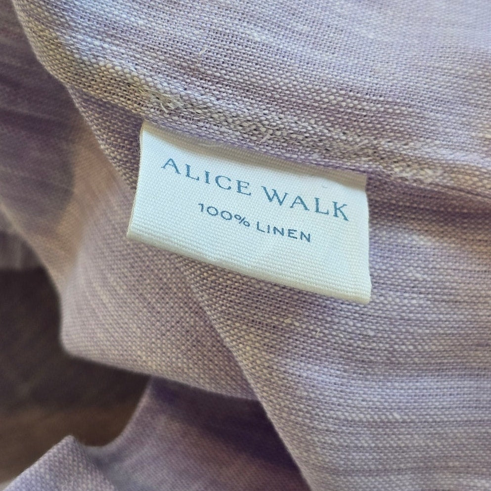 Lavender Purple Linen Midi Dress Band Collar Size L