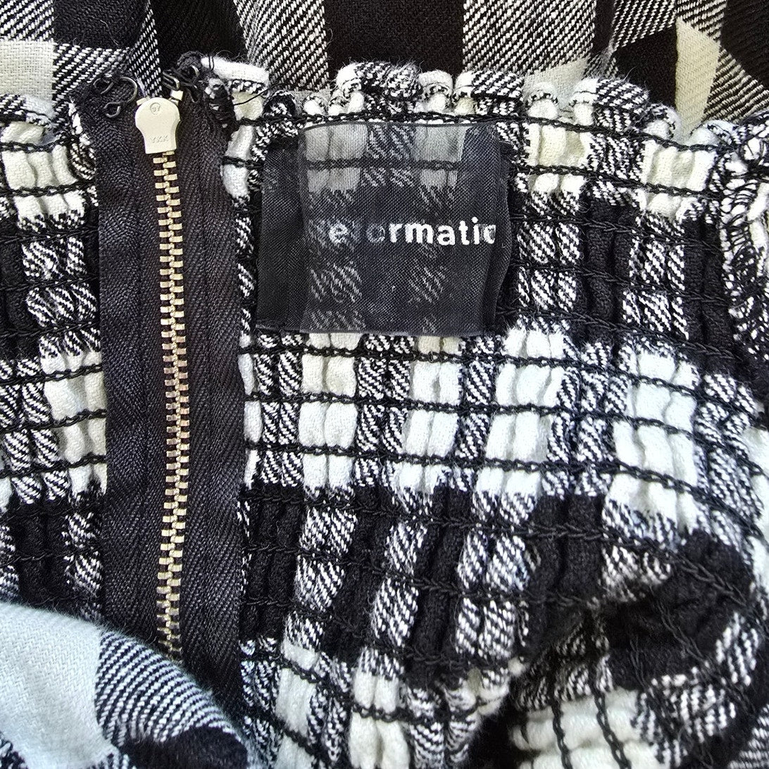 Black & White Linen Gingham Midi Dress Size 4