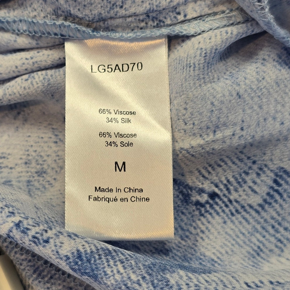 Blue & White Silk Blend Wide Leg Pants Size M NWT