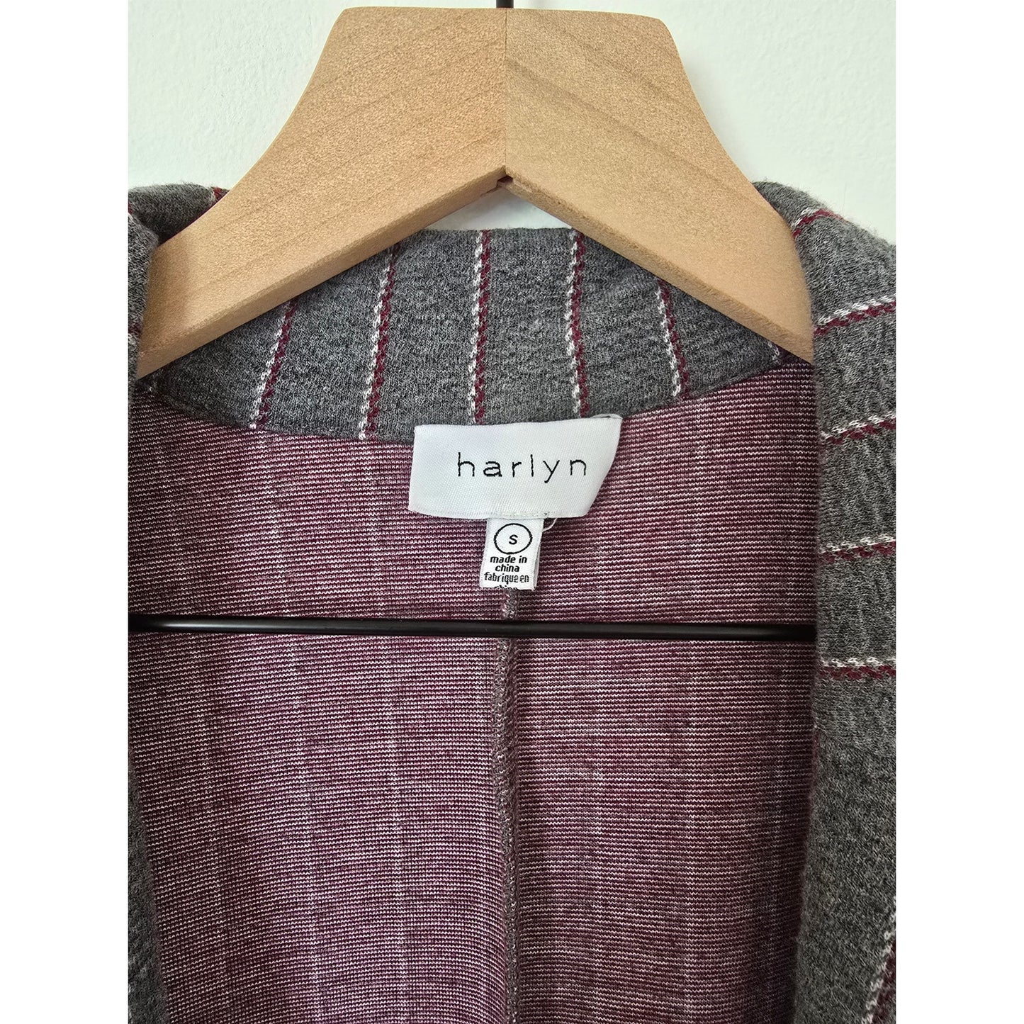 Gray Pinstripe Longline Blazer Jacket Size Small