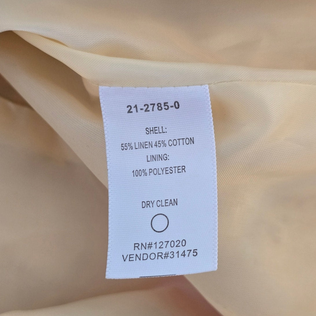 Yellow Floral Linen Blend Cropped Jacket Size 4P