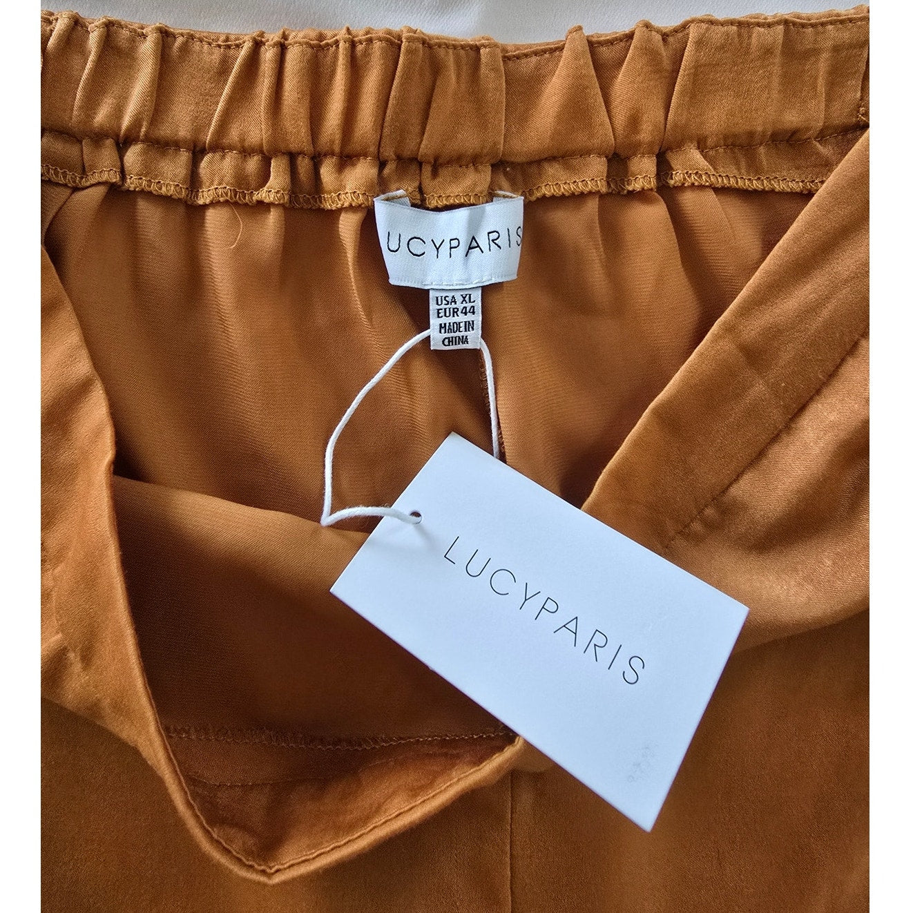Gold Satin Wide Leg Pants High Waist Trousers Size XL NWT