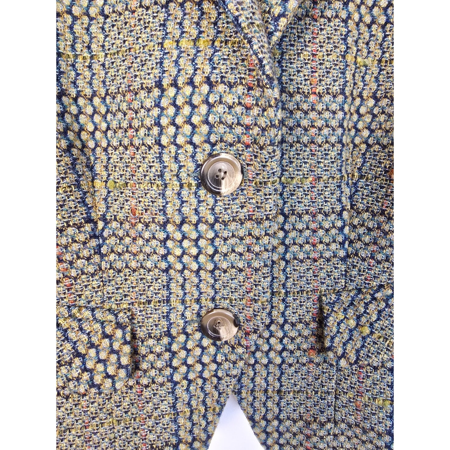 Green Blue Wool Plaid Cropped Blazer Jacket Size 8