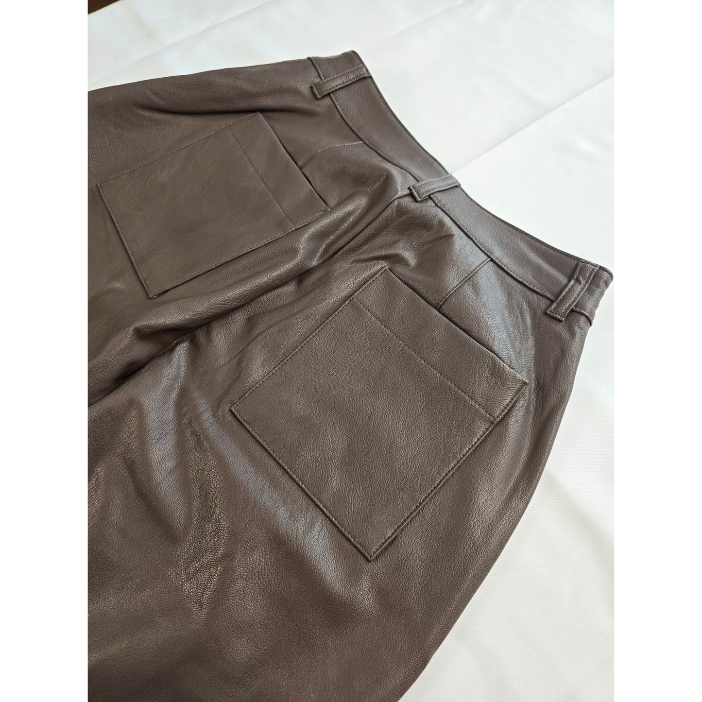 Chocolate Brown Vegan Leather Wide Leg Pants Size 0