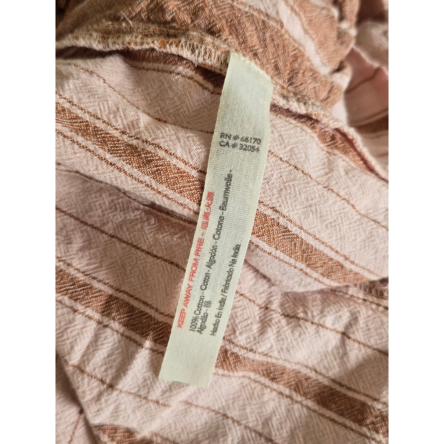 Pink & Brown Striped Tunic Dress Ruffle Hem Size XS