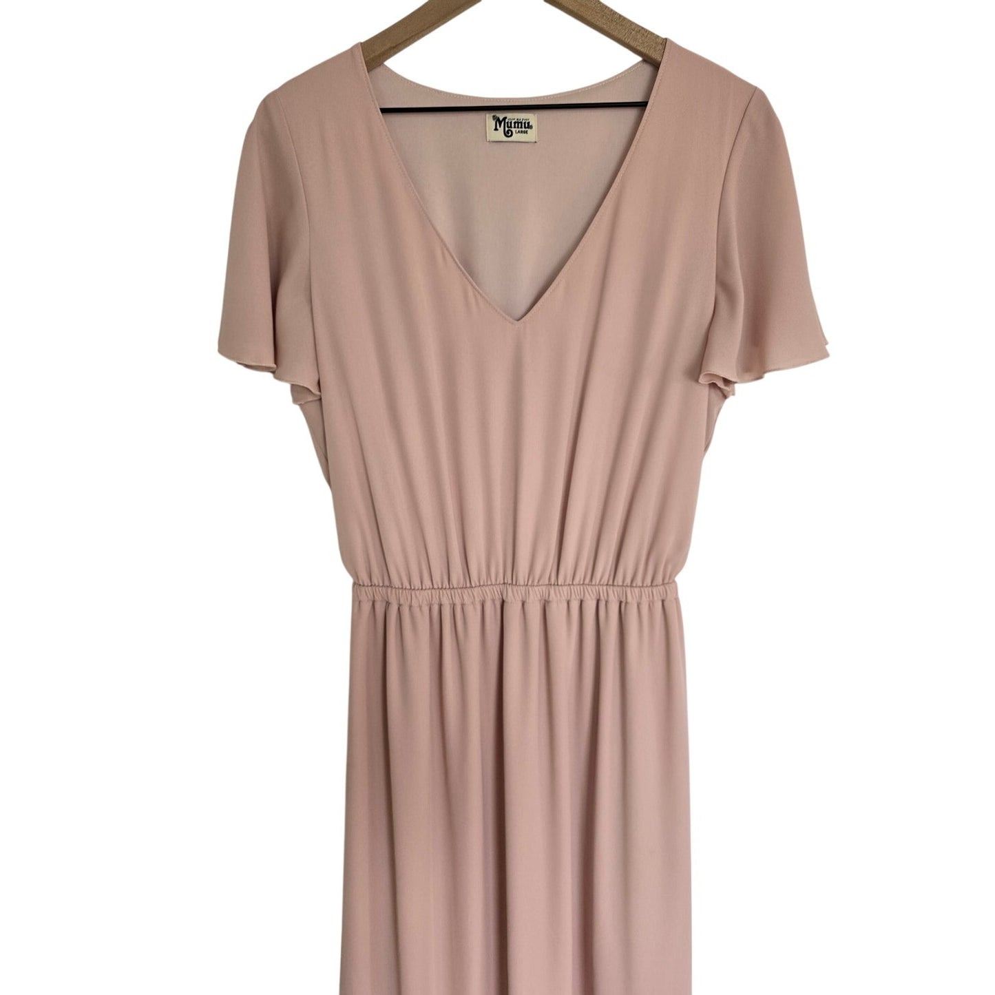 Blush Pink Maxi Dress Flutter Sleeve Size L