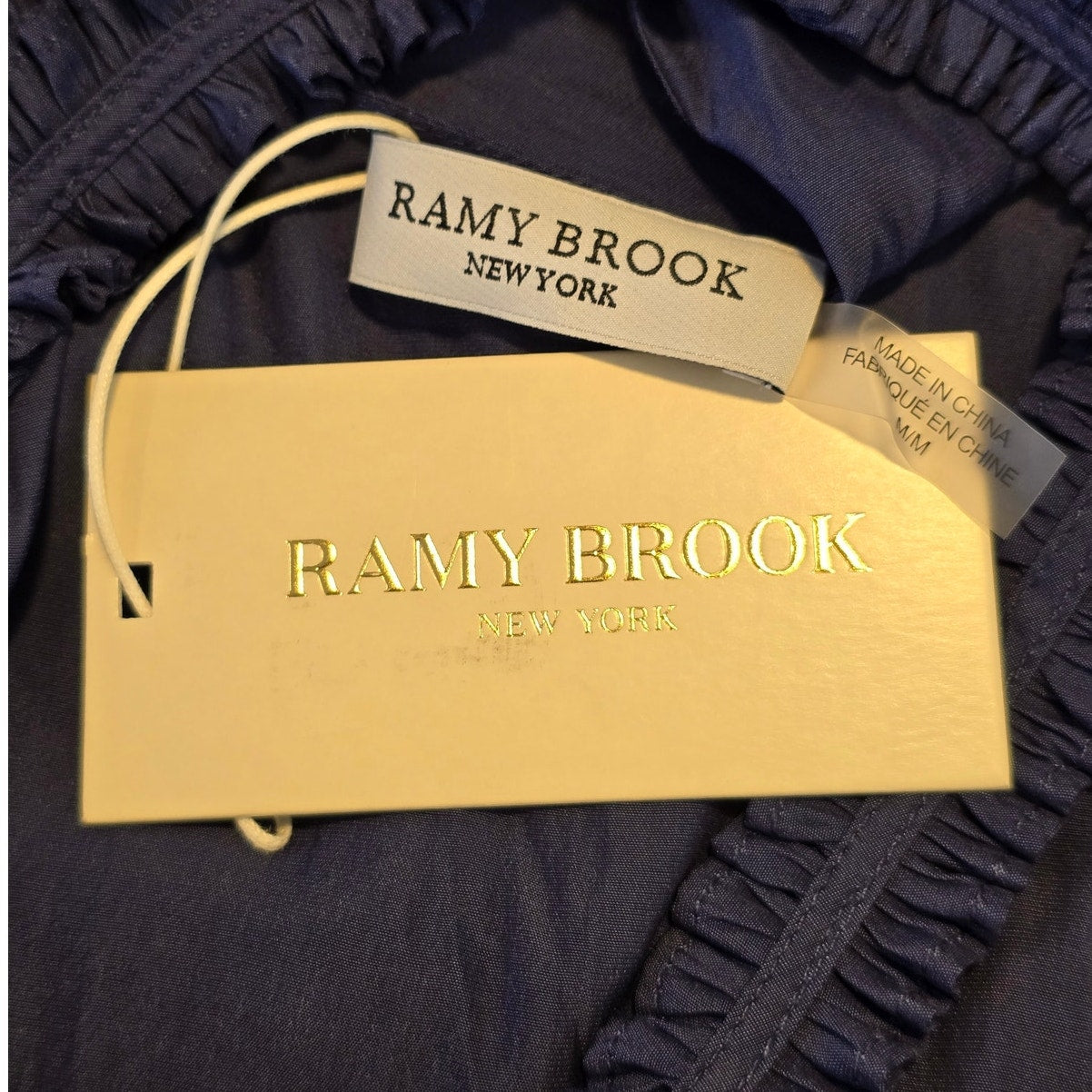 Navy Halter Ruffle Top Size M NWT