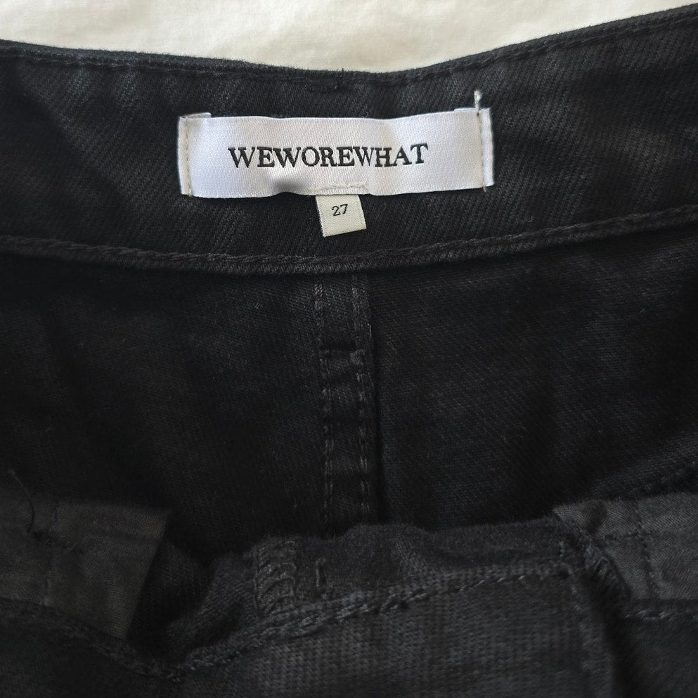 Black Wide Leg Denim Jeans High Rise Size 27