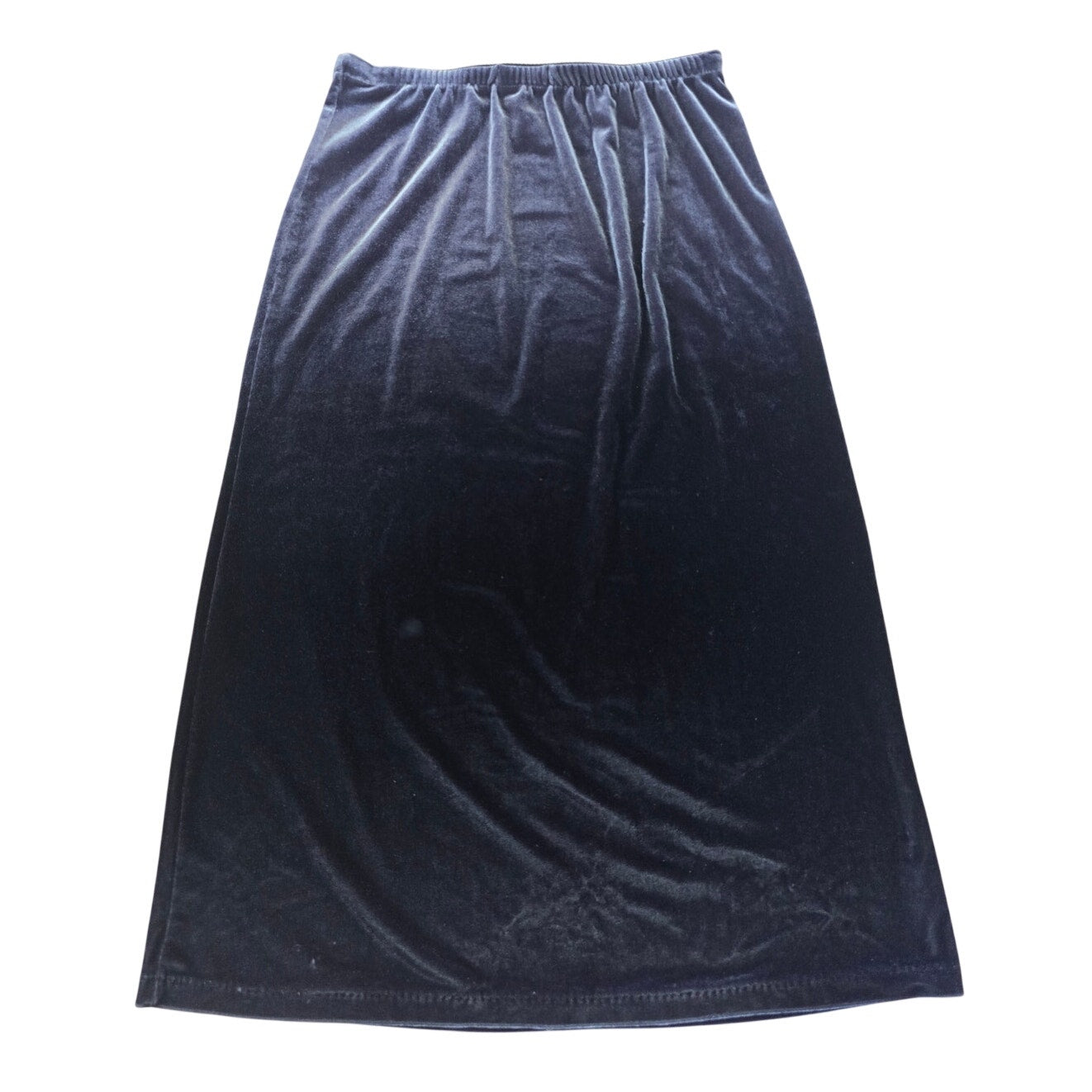 Gray Velvet Midi Skirt Minimalist Elastic Waist Size S
