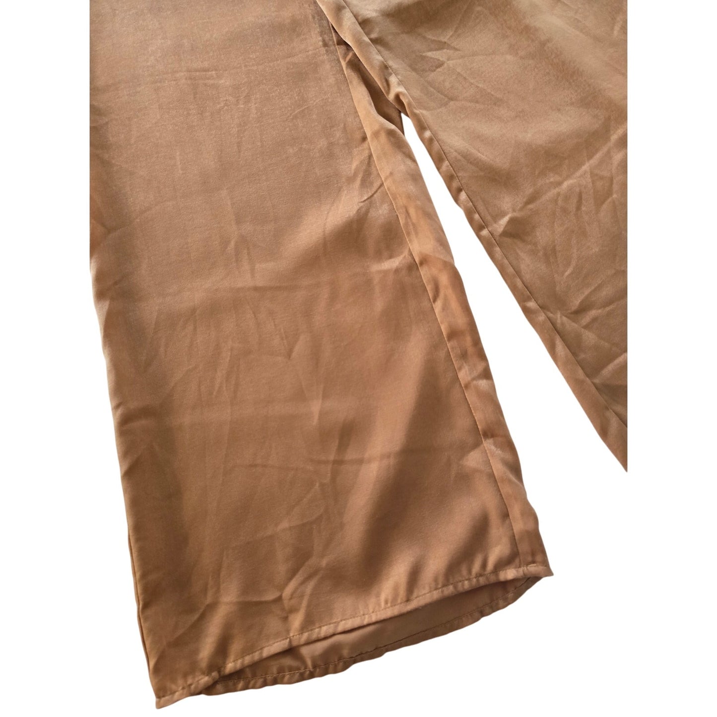 Gold Satin Wide Leg Pants High Waist Trousers Size XL NWT
