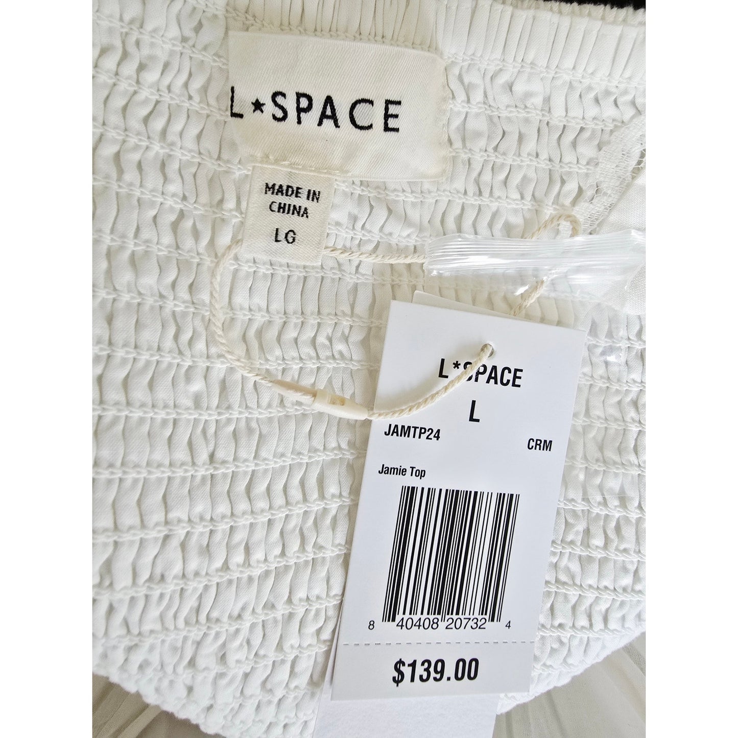 Cream White Cotton Corset Tank Top Size L NWT