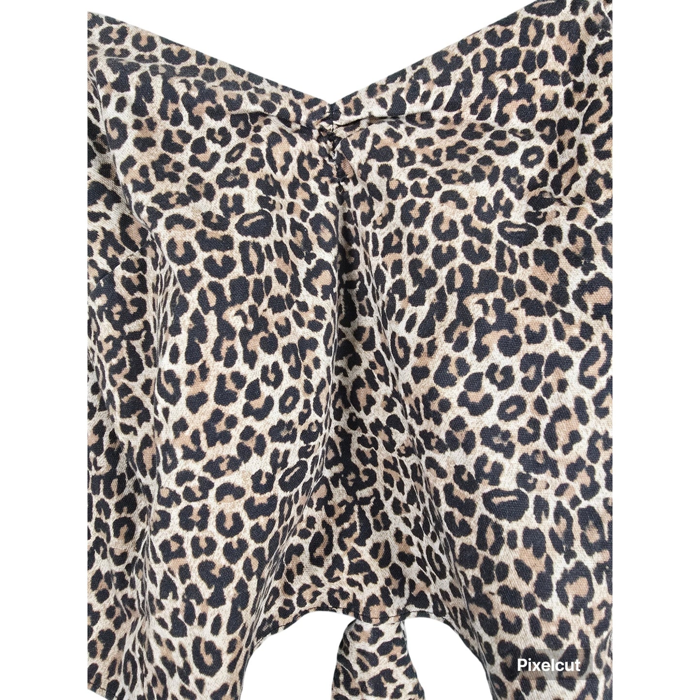 Leopard Puff Sleeve Open Back Crop Top Size XS