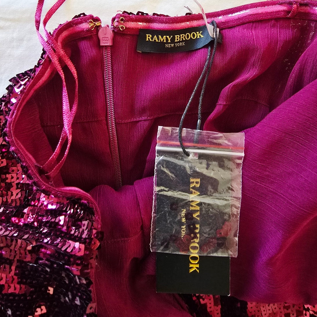 Burgundy Sequin Strapless Mini Dress Size 2 NWT