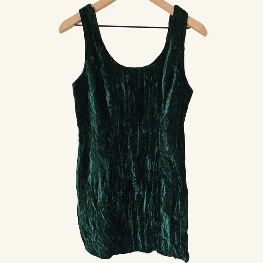 Vintage Y2K Green Velvet Bodycon Mini Dress Size M 11