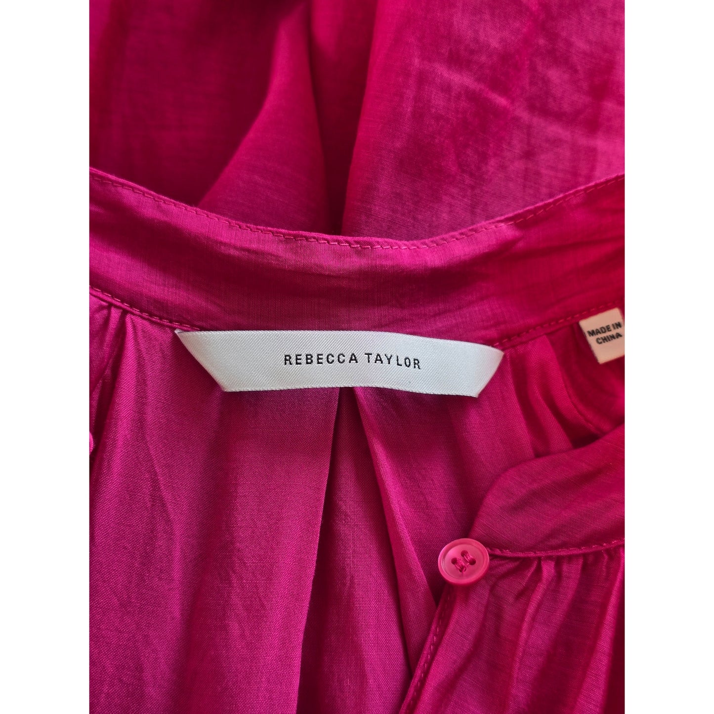 Pink Silk Blend Shirt Dress Tie Waist Pockets Size S