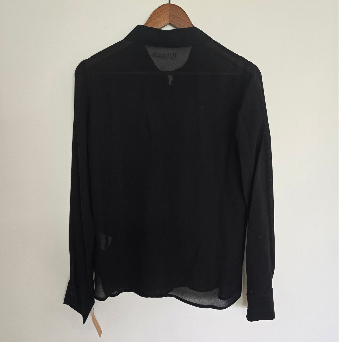 Black Sheer Blouse Button Down Top Size S NWOT