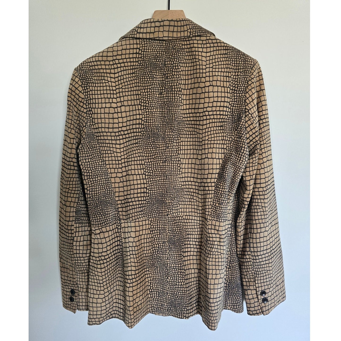 Brown Beige Suede Animal/Croc Print Blazer Jacket Size 12 NWT