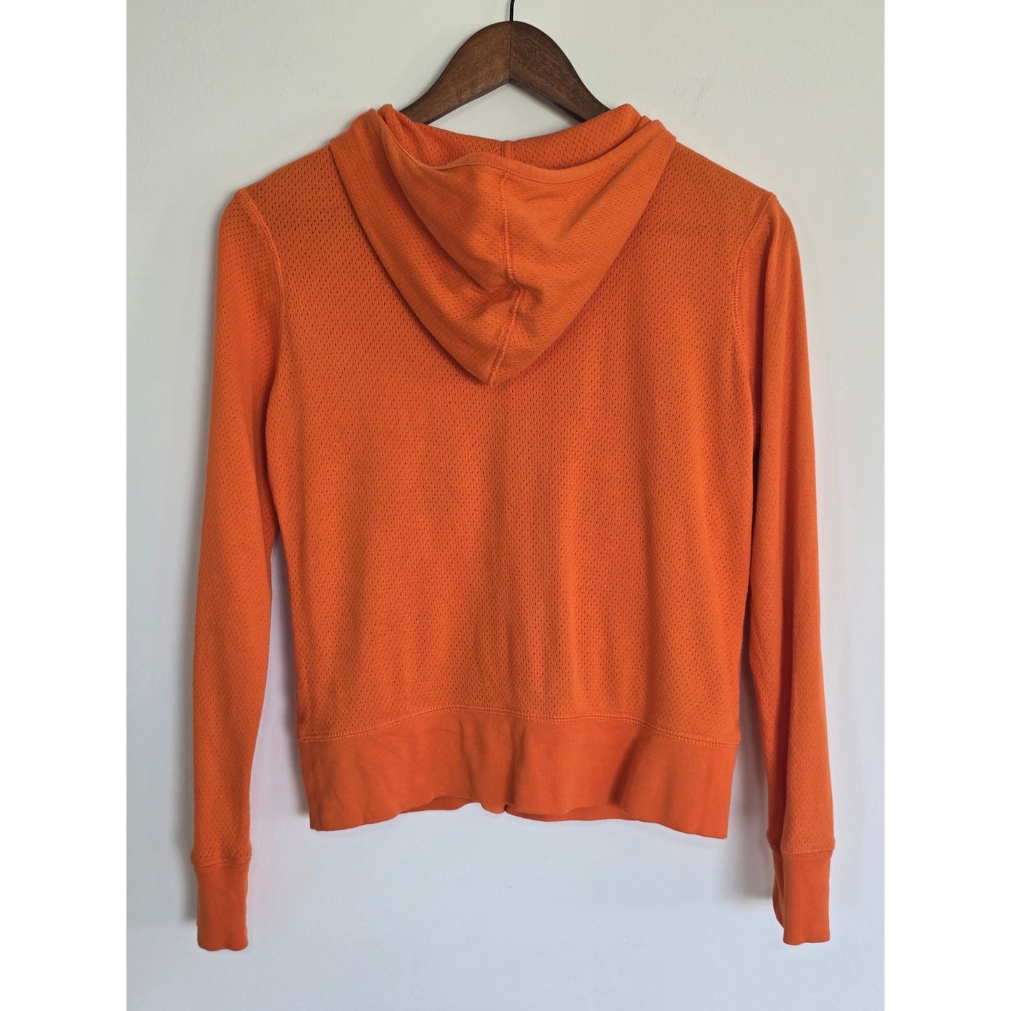 Orange Cotton Snap Button Hoodie Sweatshirt Size S