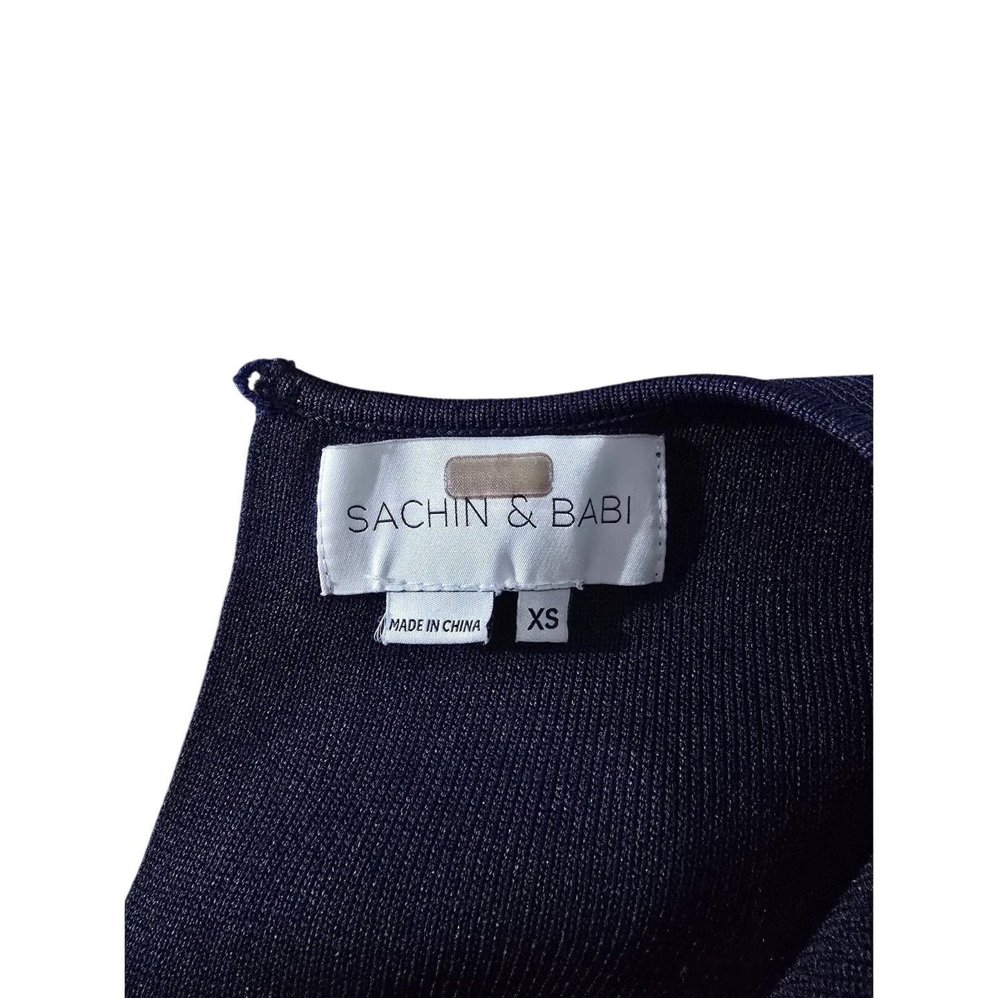Navy Blue Ribbed Ruffle Knit Blouse Size XS