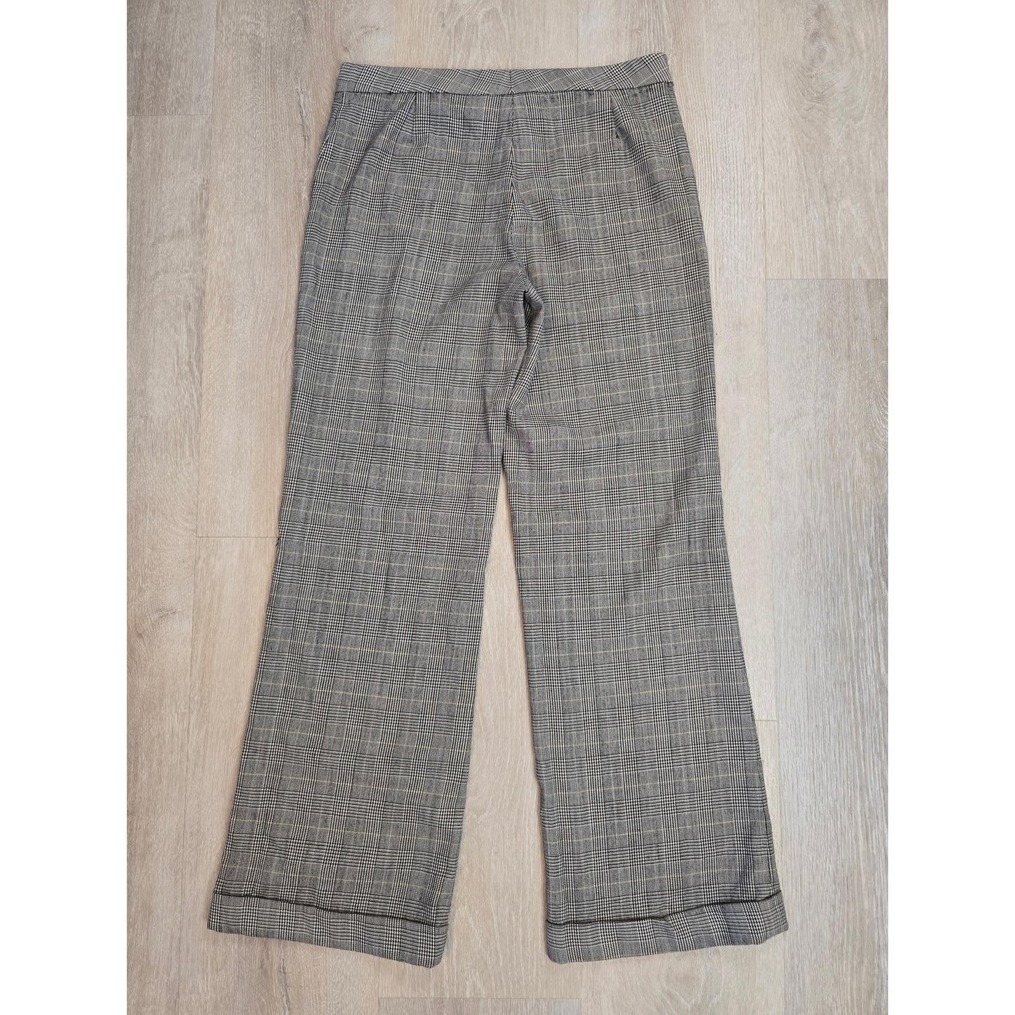 Brown Wool Plaid Wide Leg Trouser Pants Size 6