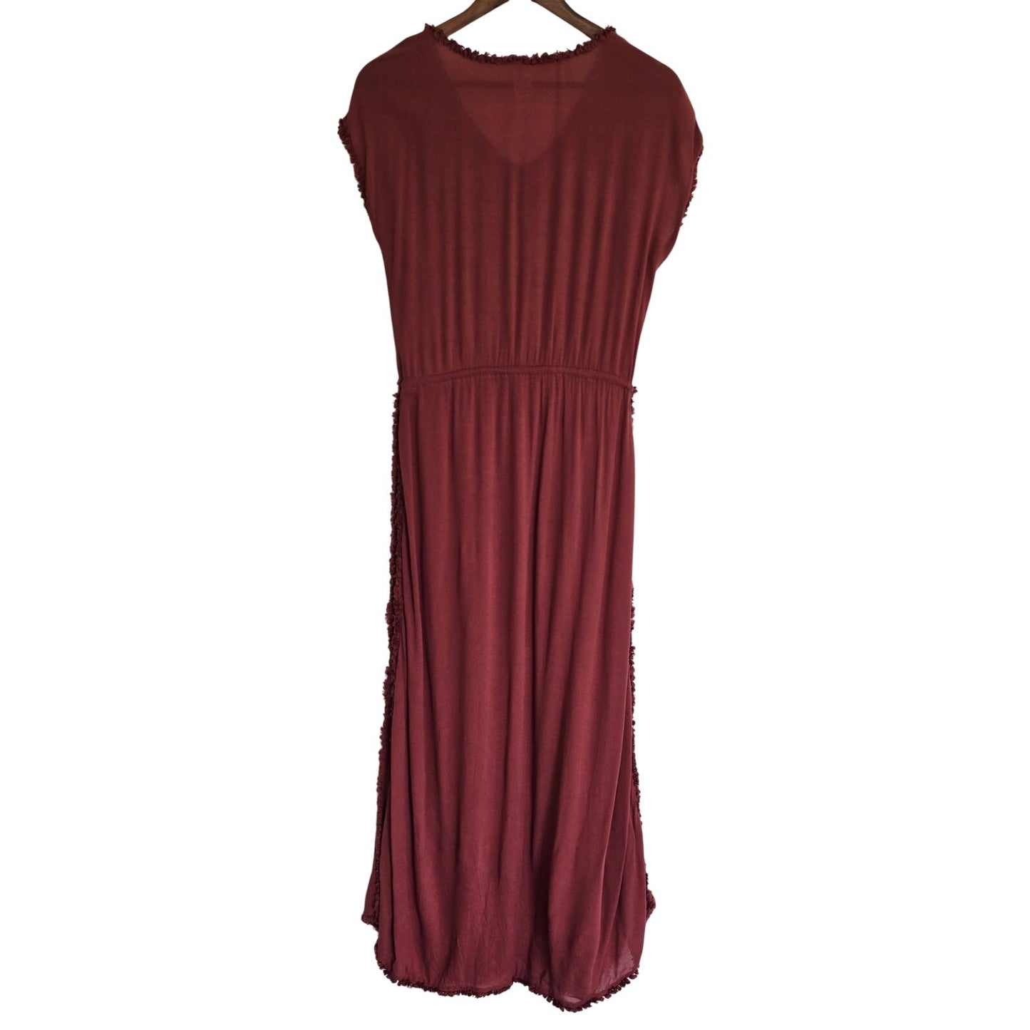 Rust Rayon Maxi Swim Cover Up Tassel Dress Size S