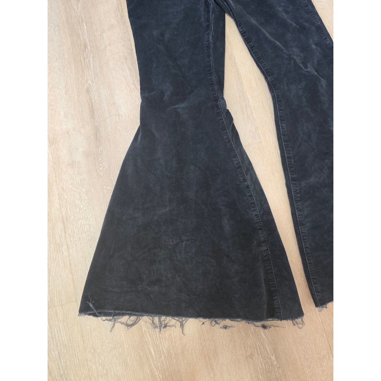 Free People We The Free Velvet Flare Pants Raw Hem Black Size 26