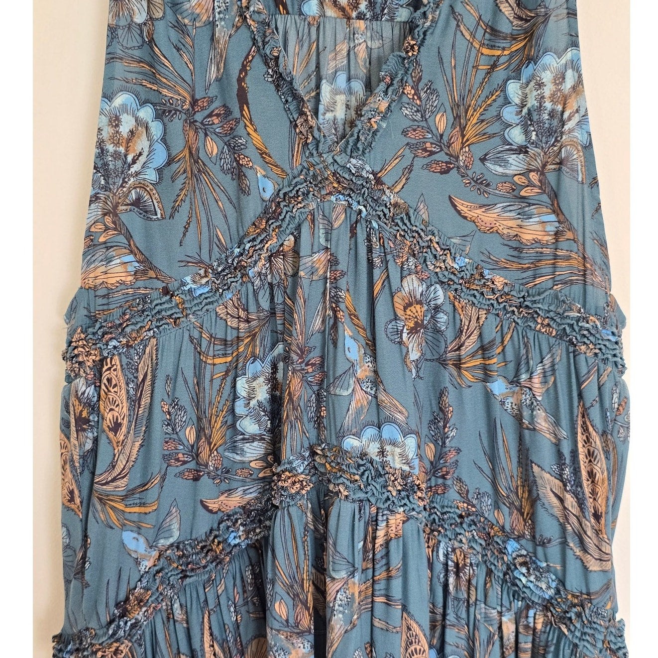 Blue Haze Floral Tunic Top Sleeveless Size S