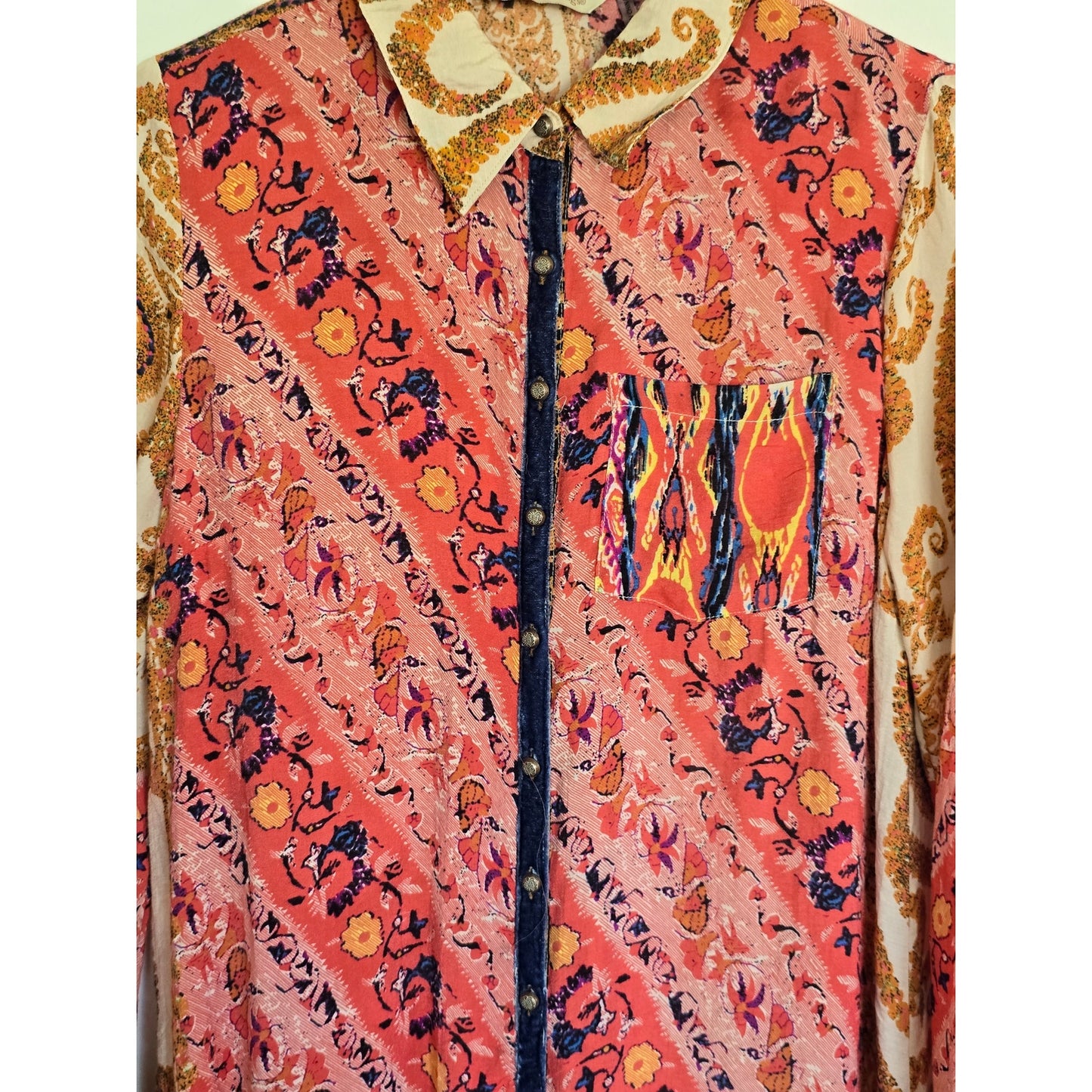 Velvet Paisley Trim Tunic Size Small