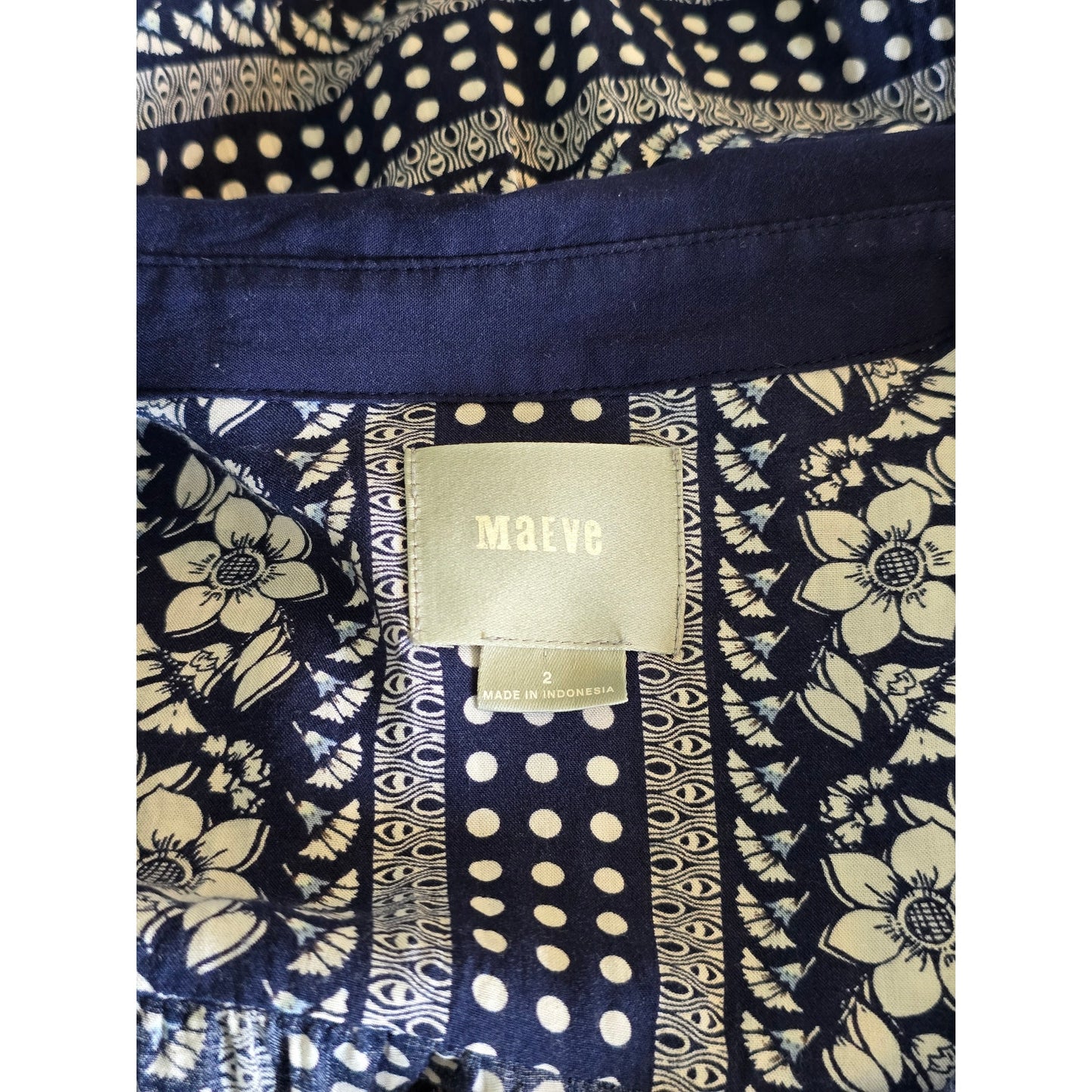 Navy Blue Art House Peter Pan Collar Blouse Size 2