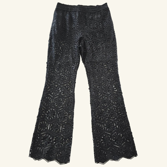 Black Lace Bootcut Pants Size L