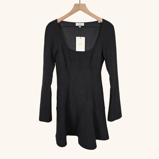 Black Fit & Flare Mini Dress Square Neck Size 4 NWT