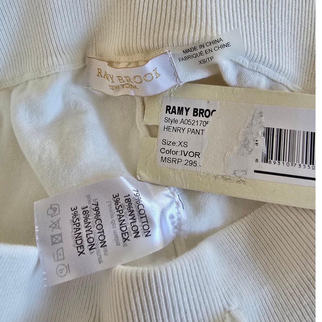Ivory Jogger Pants Drawstring Ribbed Cuff Lounge Size XS