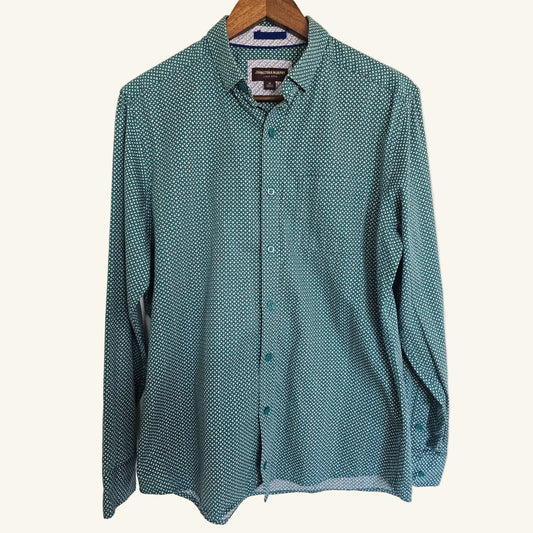 Green Cotton Geometric Button Down Shirt Size M