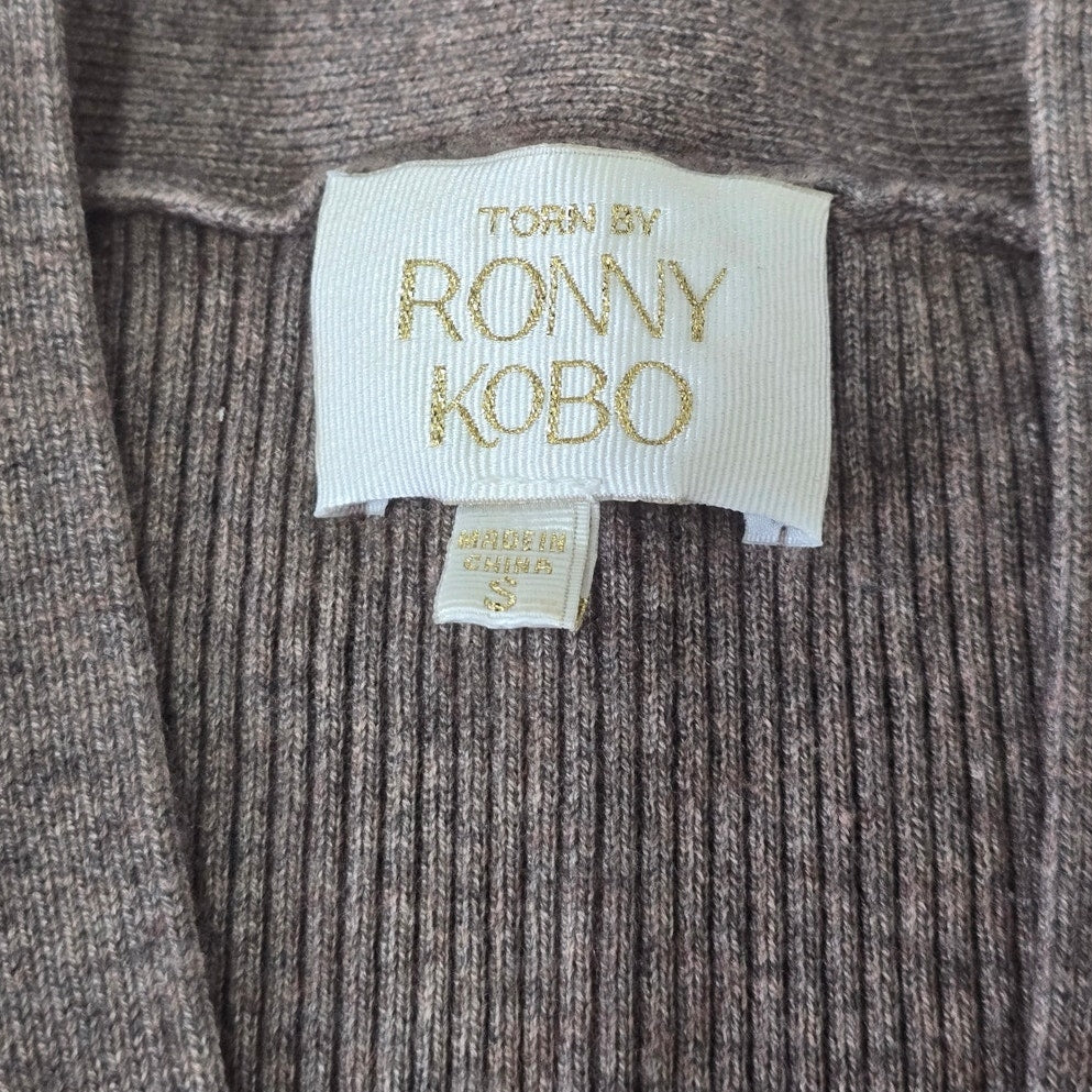 Brown Beige Rib Knit Sweater Dress Size S
