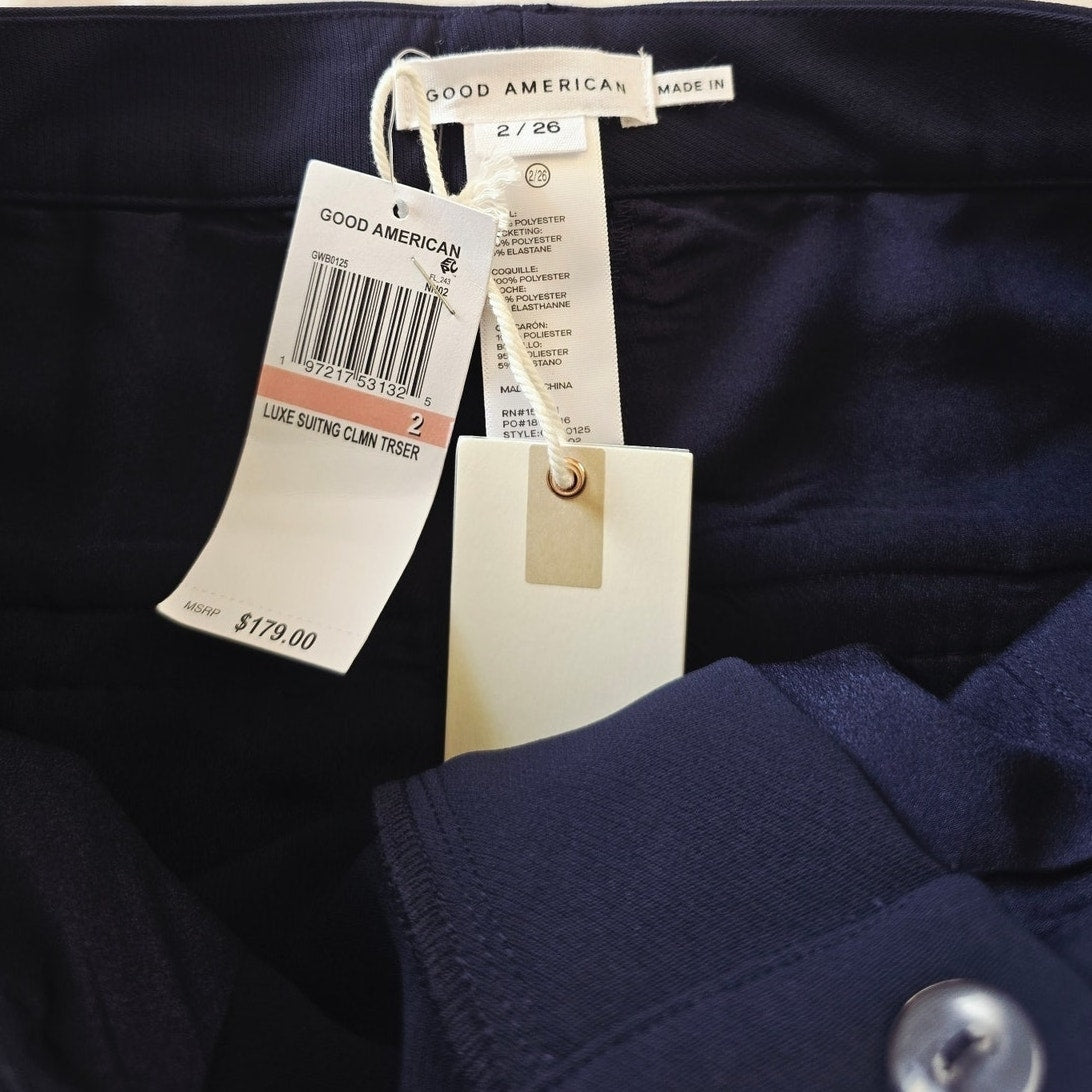 Navy High Rise Wide Leg Trousers Luxe Suiting Size 2