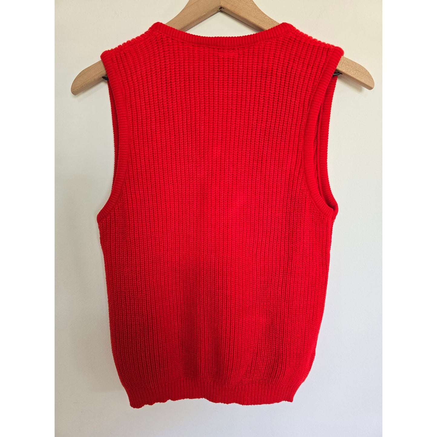 Vintage Cotton Red Knit Sweater Vest Size S-M