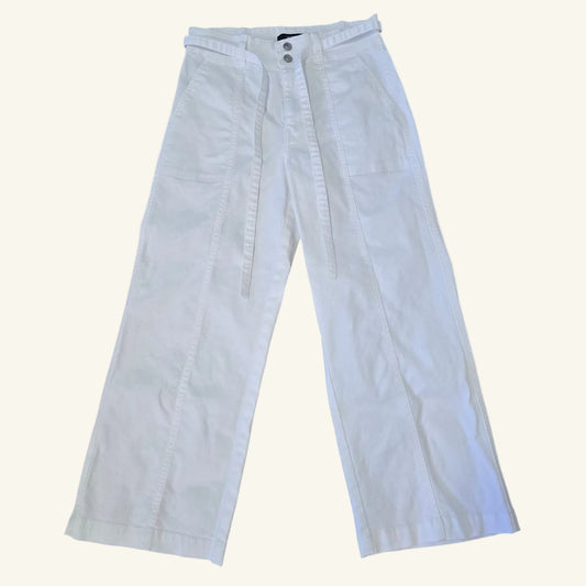 White Tie Waist Wide Leg Pants High Rise Size 8/29