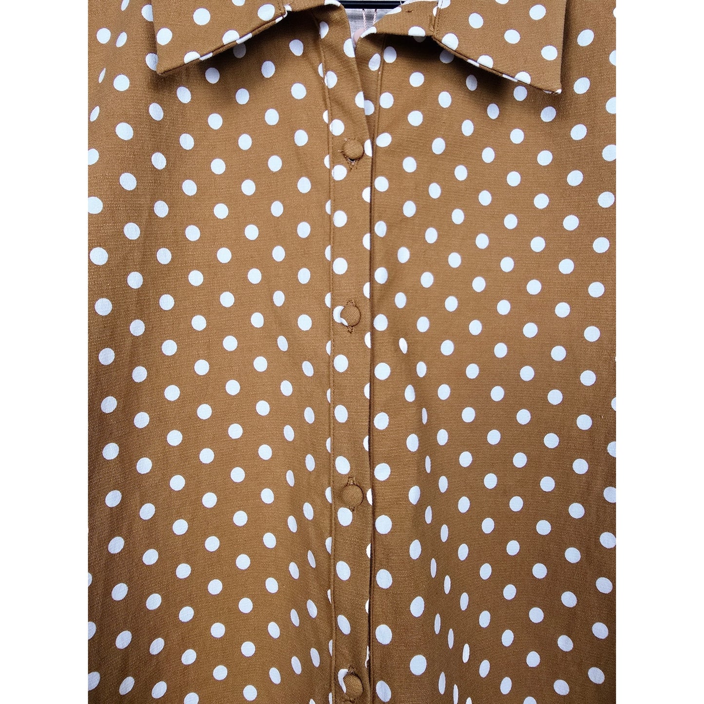 Mustard Polka Dot Cropped Blouse w/ Front Tie Top Size S