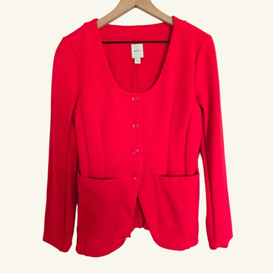 Red Scoop Neck Cutaway Blazer Size S