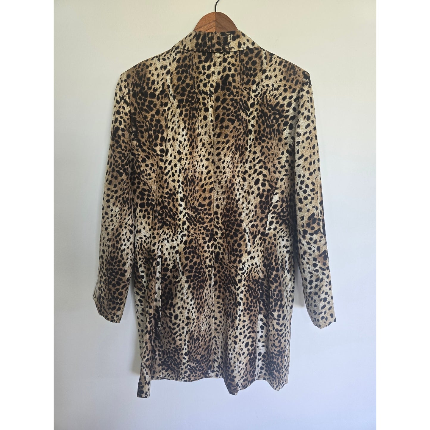 Silk Leopard Print Longline Duster Jacket Size 10