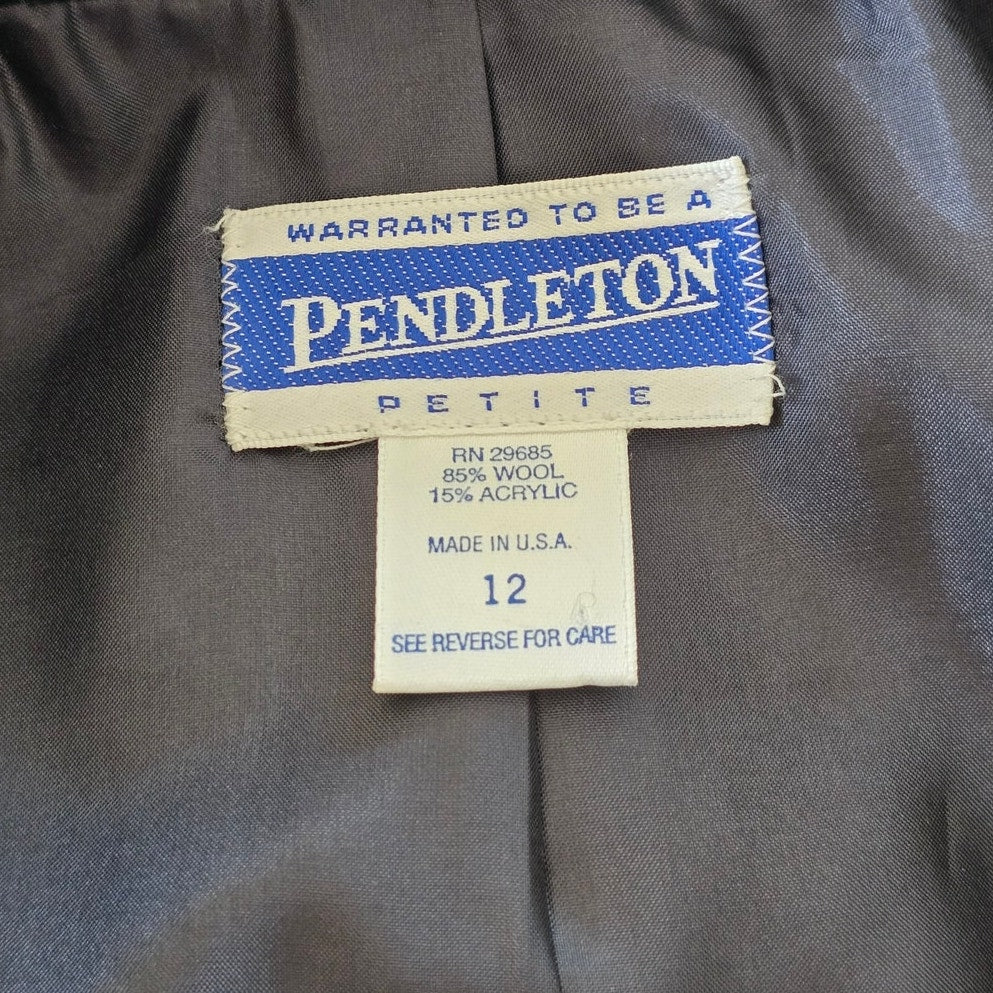 Vintage Blue Green Plaid Wool Blazer Jacket Size 12
