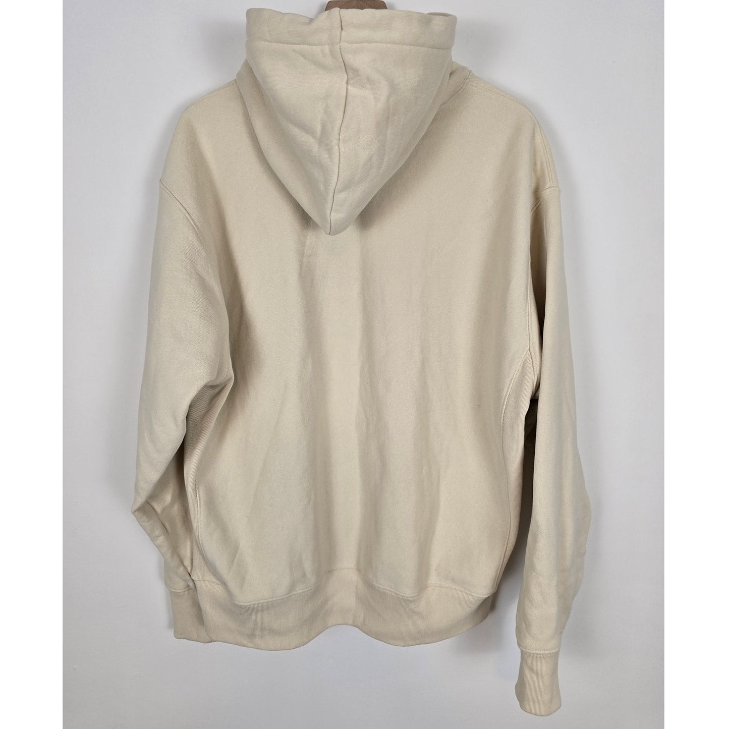 Cream Reverse Weave Zip Hoodie Oversized Size XL