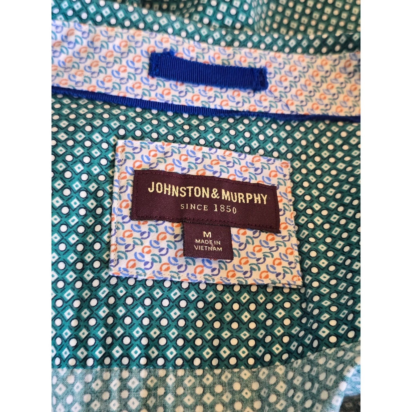 Green Cotton Geometric Button Down Shirt Size M